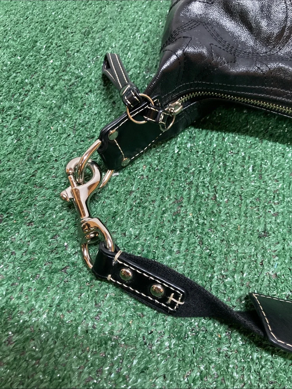 Coach Black Leather Hobo with Signature Plaque (OKPM-07-011)